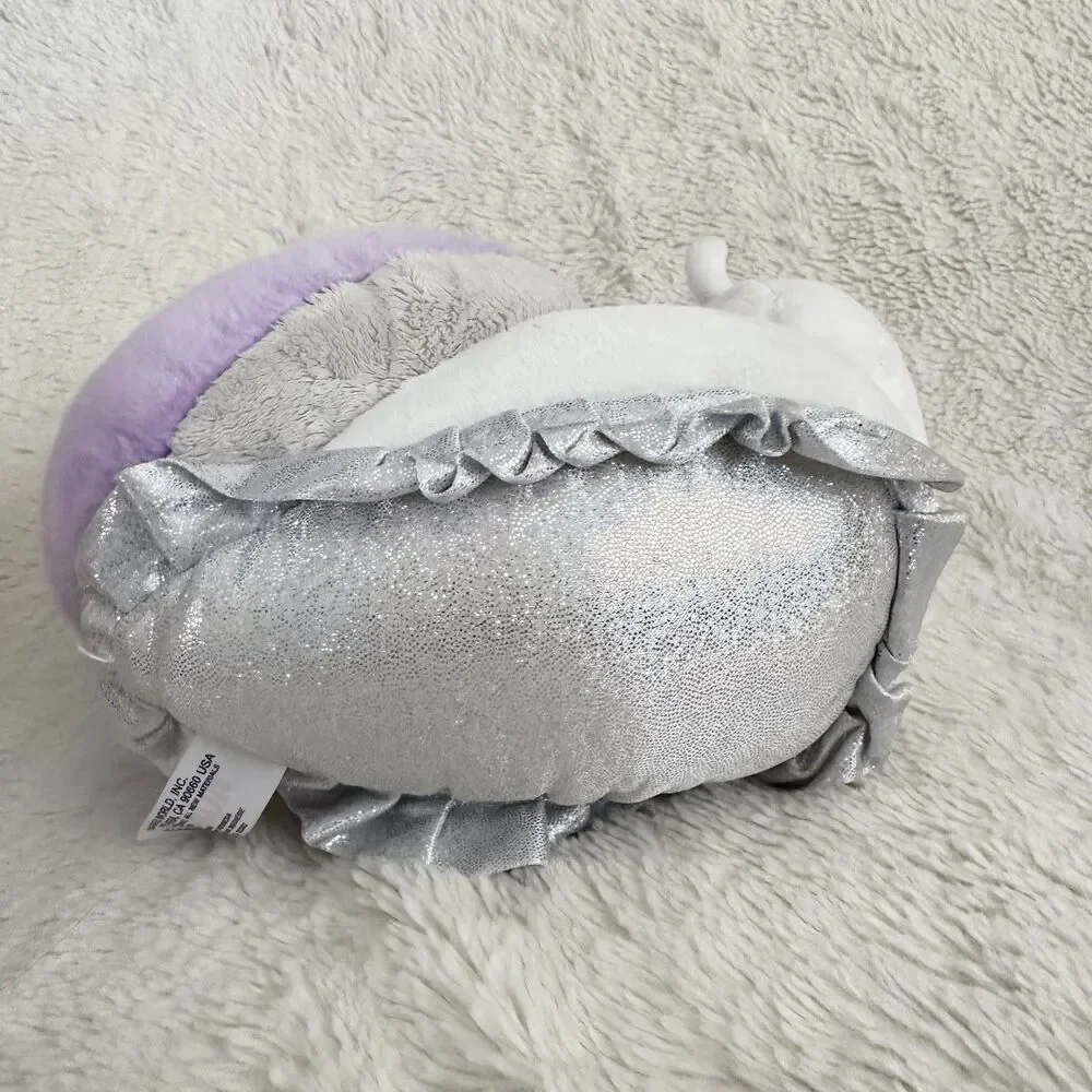Aurora World White Purple Shell Snail Silver Glitter Bottom 8” Plush Toy
